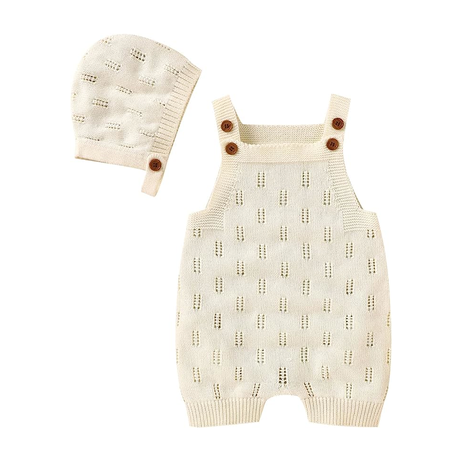 Enterito para Bebe Knit sin Mangas con Sombrero 90cm Blanco-0
