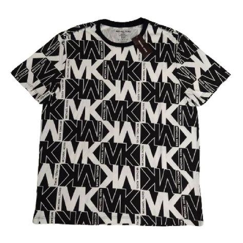 Polera MK Negro/blanco Cuello Redondo Letras Talla L-0