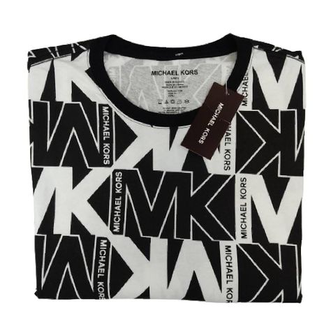 Polera MK Negro/blanco Cuello Redondo Letras Talla L-2