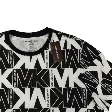 Polera MK Negro/blanco Cuello Redondo Letras Talla L-3