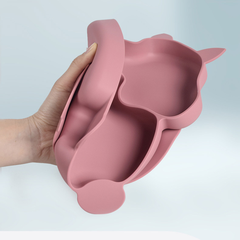 Platos de Alimentación para Bebés de Silicona Celeste-2