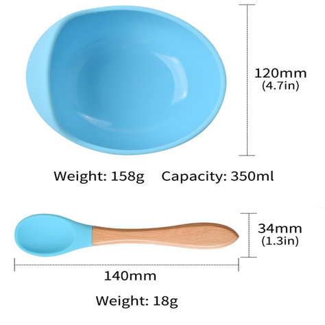 Platos de Alimentación para Bebés de Silicona Celeste-5