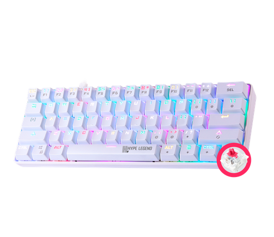 Teclado Hype Legend Rebel QWERTY Outemu Red US blanco RGB-2