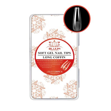 Tips Soft Gel Profesional 120 Unidades Long Coffin-0