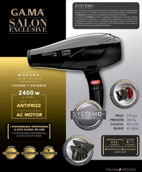 SECADOR MODENA ION PLUS GA.MA SALON EXCLUSIVE NEGRO-2