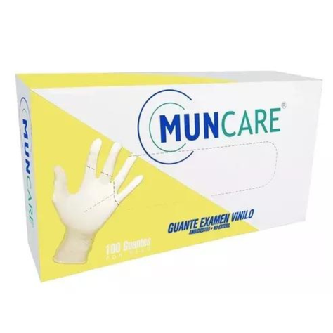 Caja Guantes Examen Vinilo Desechables X 100 Unds. Muncare Color Blanco Talla L-0