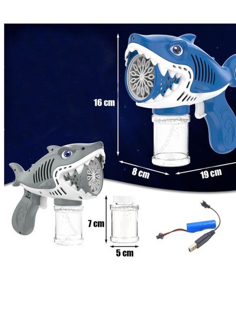 Pistola Lanza Burbujas Tiburon Luces Y Sonidos + Liquido-2