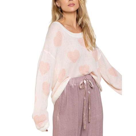 Sweater Oversize Hilo Blanco Cuello Redondo-0