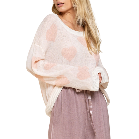 Sweater Oversize Hilo Blanco Cuello Redondo-1