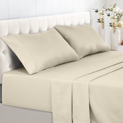Sabanas Crema Plaza 1,5 Varios Tonos 1800 Hotel Luxury Ultra Soft-0
