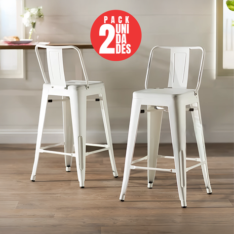 Pack 2 Piso de Bar Tolix 66 cm altura Blanco-1