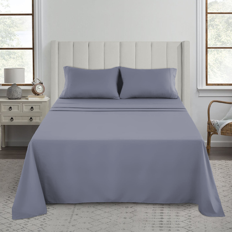 Sabanas Gris Plaza King Varios Tonos 1800 Hotel Luxury Ultra Soft-0