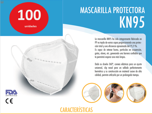 Pack 100 mascarillas n95 / kn95 s-0