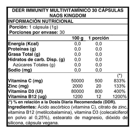 DEER IMMUNITY MULTIVITAMÍNICO 30 CAPS - NAOS KINGDOM -1