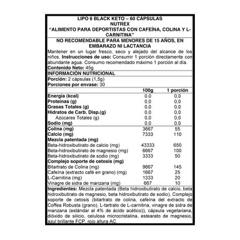 Quemador de Grasa Lipo 6 Black KETO Uc Nutrex - 60 Cápsulas-1