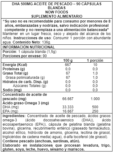 DHA-500 mg 90 caps - Now Foods-1