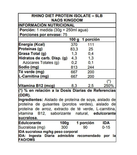 Diet Rhino Vegan Protein Isolate 2,25 kg Naos Kingdom Vainil-1