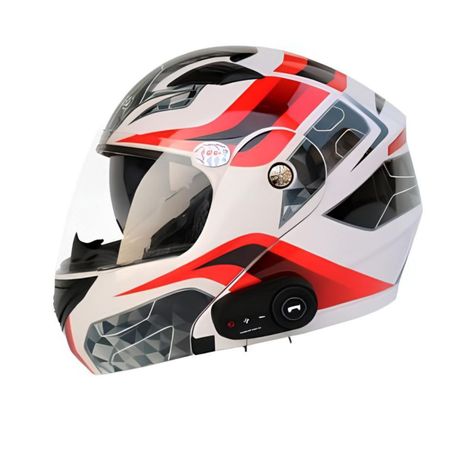 Casco Moto Getnoog Kuqibao Con Bluetooth K10 - Blanco Negro-0