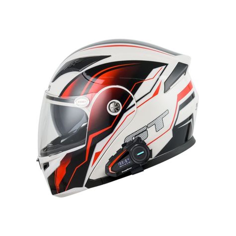 Casco Moto Getnoog Kuqibao Con Bluetooth K20 - Blanco Rojo-0