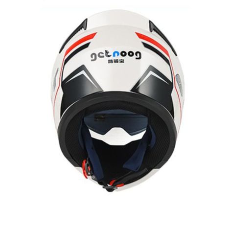 Casco Moto Getnoog Kuqibao Con Bluetooth K20 - Blanco Rojo-1