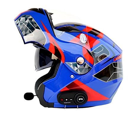Casco Moto Getnoog Kuqibao Con Bluetooth K10 - Azul Rojo Y Negro-0