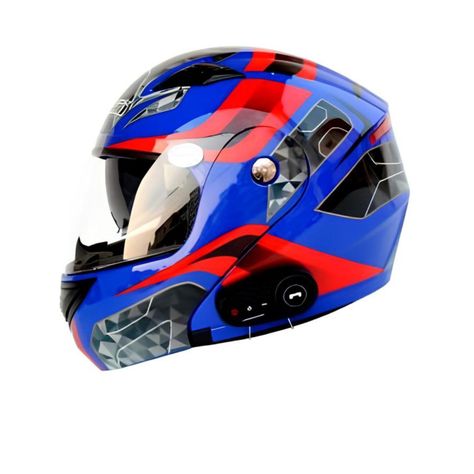 Casco Moto Getnoog Kuqibao Con Bluetooth K10 - Azul Rojo Y Negro-2