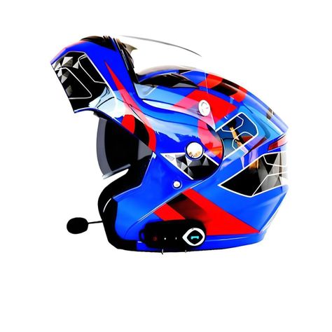 Casco Moto Getnoog Kuqibao Con Bluetooth K10 - Azul Rojo Y Negro-3