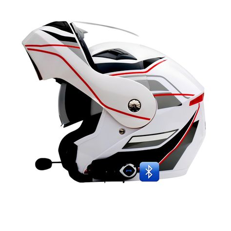 Casco Moto Getnoog Kuqibao Con Bluetooth K10 - Blanco Gris-1