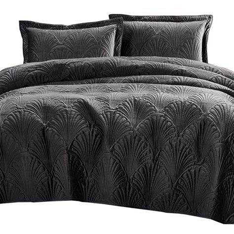 Quilt Liso Velvet Paris Grafito 2 Pzas-0