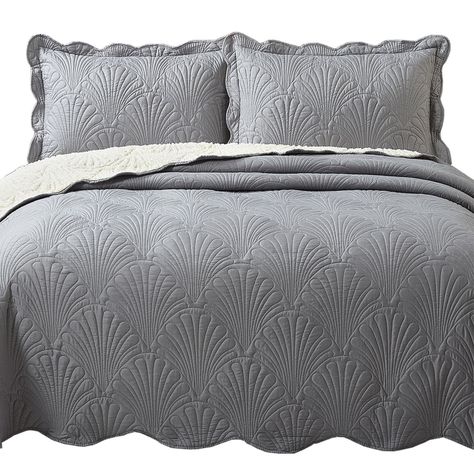 Quilt Sherpa 1,5 Plazas Paris Liso Gris-0
