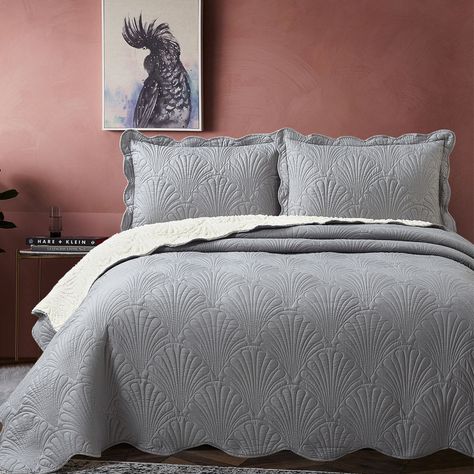 Quilt Sherpa 1,5 Plazas Paris Liso Gris-4