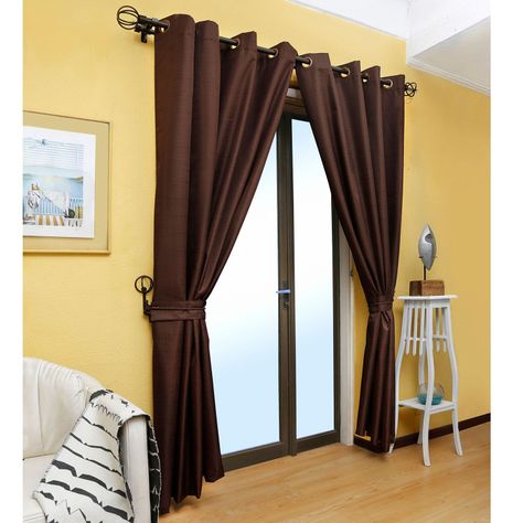 Set Cortina Blackout 6 Piezas Con Argolla Chocolate-2