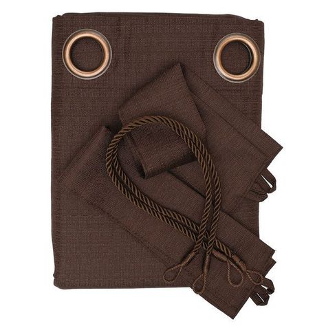 Set Cortina Blackout 6 Piezas Con Argolla Chocolate-1