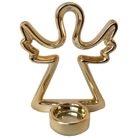 Portavela Decorativo Angel Navideño Gold-0