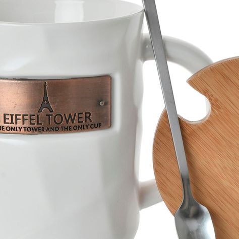 Jgo Tazón Decorativ Eiffel C/Tapa y Cuchara Blanco-1