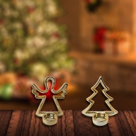 Portavela Decorativo Pino Navideño Gold-3