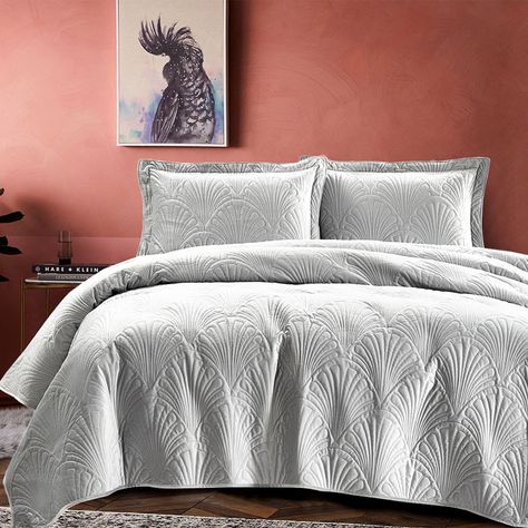 Quilt Liso Velvet Paris Gris Perla 2 Pzas-4