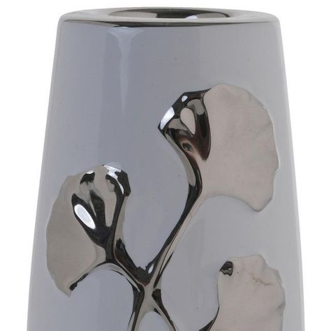 Portavela Decorativo Gingko Silver Mediano-2