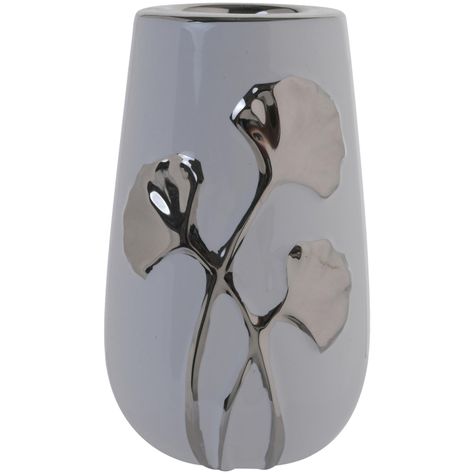 Portavela Decorativo Gingko Silver Mediano-0