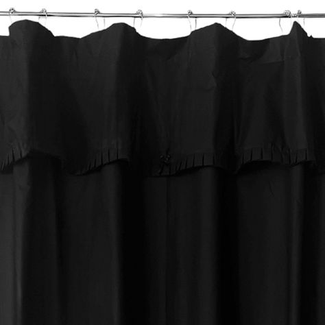 Juego Cortina Recogida para Baño Lisa Negro-2
