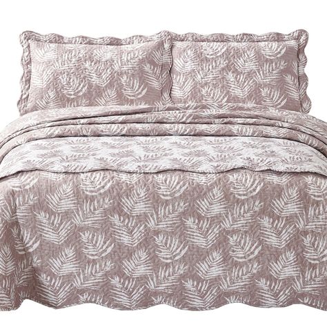 Quilt Con Piecera Helechos Ocre 1,5 Plazas-0
