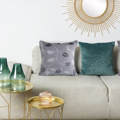 Cojín Decorativo Hojas Gris-2