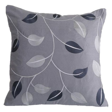 Cojín Decorativo Hojas Gris-0