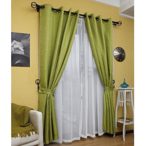 Set Cortina Rustica Con Argolla 8 Piezas Pistacho-2