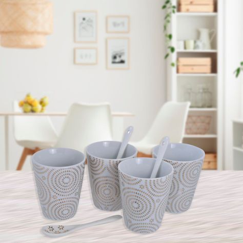 Juego de Tazas con Cucharas 8 Pzs Estrellas Gold-3