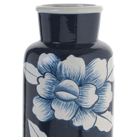 Jarrón Decorativo Flores Azul-2