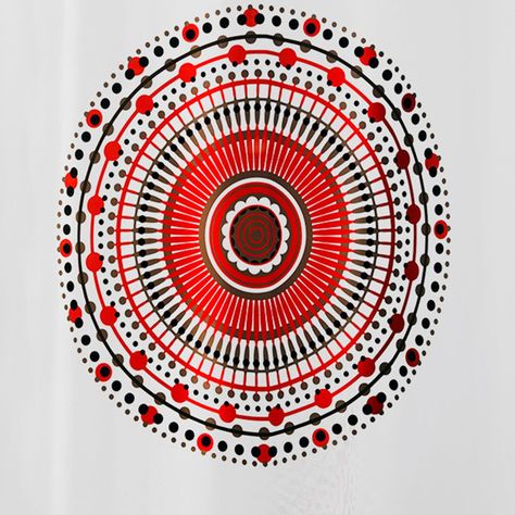 Cortina para Baño Estampada Mándala Rojo-1