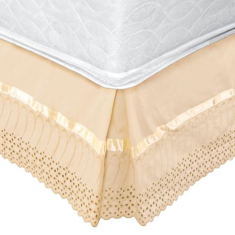 Faldón 144 hilos Broderie Amanda 2 Plazas Beige-0