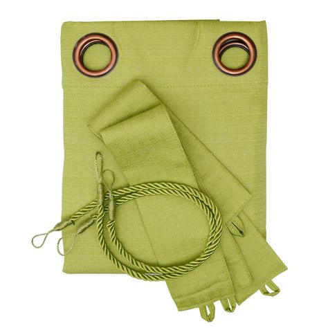 Set Cortina Blackout 6 Piezas Con Argolla Pistacho-1