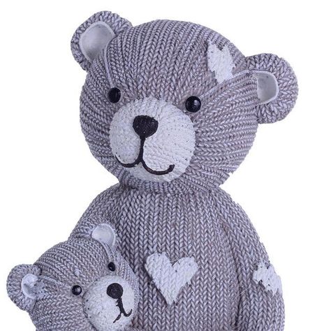 Alcancia Decorativa Ositos Family Tejido Gris-2